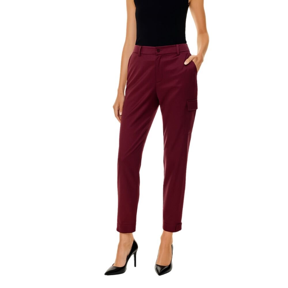 Babaton Satin Cargo Pants Women's Size 00 Burgundy Utility Y2K Street Trousers